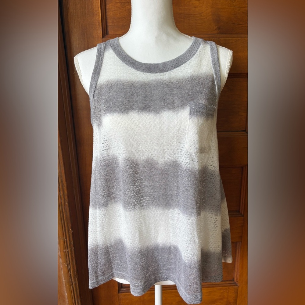 Honey Belle Gray and White Striped Tank Top